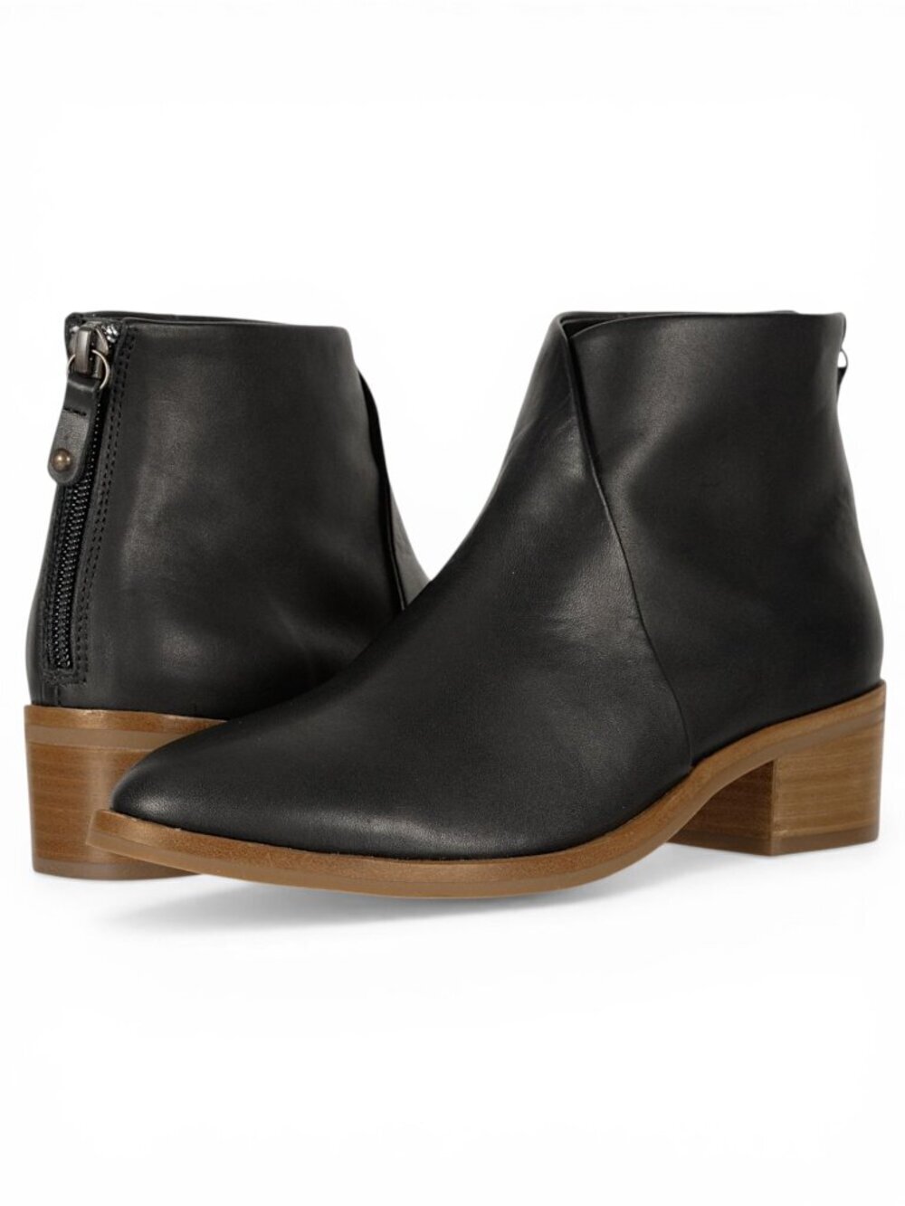 Soludos Venetian Black Leather Ankle Bootie Boots Stacked Block Heel NEW NIB 6